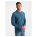 Ombre Men's waffle knit longsleeve fastened at the neck - blue denim