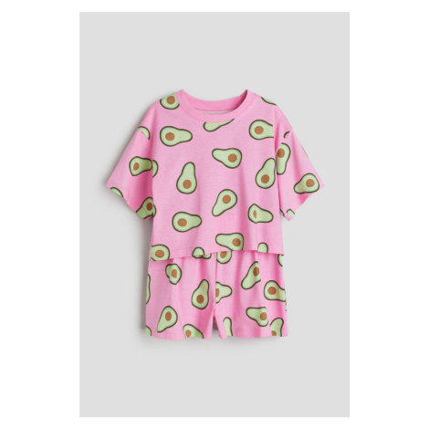 H & M - Bavlněné žerzejové pyžamo - růžová H&M