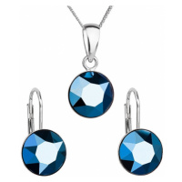 Sada šperků s krystaly Swarovski náušnice, řetízek a přívěsek modré kulaté 39140.5 metalic blue