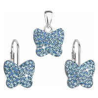 Evolution Group Sada šperků s krystaly Swarovski náušnice a přívěsek modrý motýl 39144.3