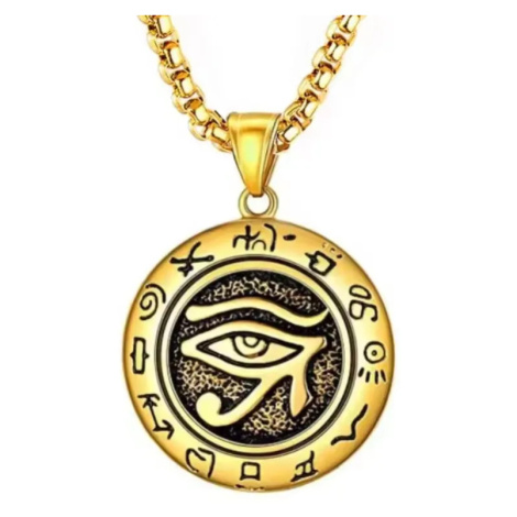 Přívěsek z chirurgické oceli Horovo Oko Vedžat Zlatý - Model BEZ ŘETÍZKU (pouze přívěsek)