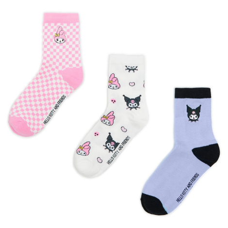 Cropp - 3 pack ponožek Kuromi & My Melody - Vícebarevná
