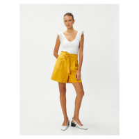 Koton Silky Textured Shorts with Belt Detail