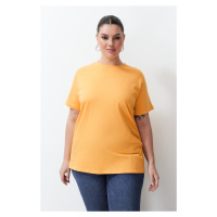 Trendyol Curve Orange Slit And Gathered Detail Boyfriend Knitted T-shirt