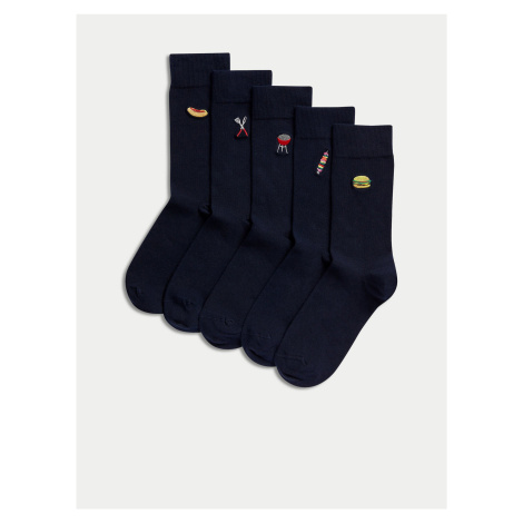 Sada pěti párů pánských ponožek v tmavě modré barvě Marks & Spencer Cool & Fresh™