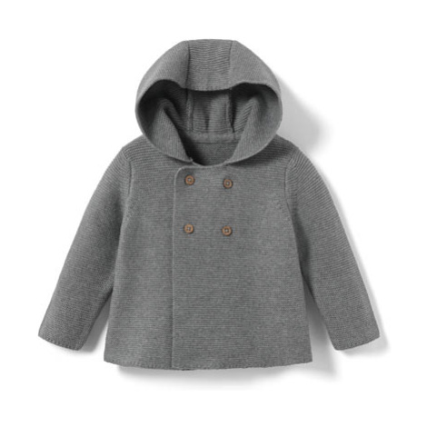 Dětský pletený kabátek, šedý s melírem , vel.  0–2 měsíce