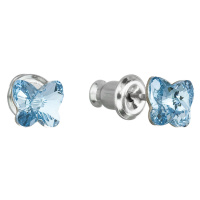 Evolution Group Náušnice bižuterie se Swarovski krystaly modrý motýl 51049.3 aqua