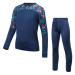 SENSOR MERINO IMPRESS SET dětský triko dl.rukáv + spodky deep blue/floral