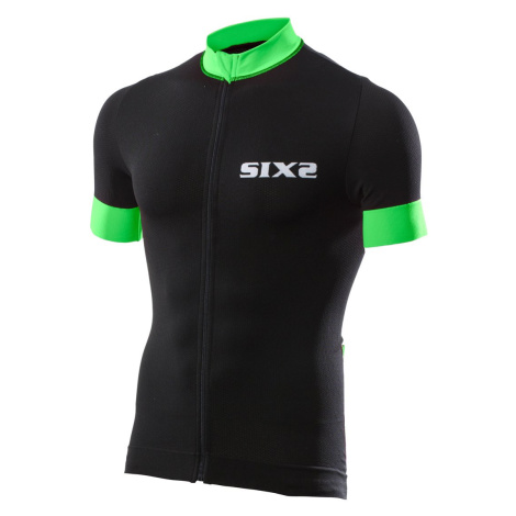 SIX2 Cyklistický dres s krátkým rukávem - BIKE3 STRIPES - černá/zelená