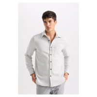 DEFACTO Regular Fit Lumberjack Pocket Detail Basic Plain Long Sleeve Shirt