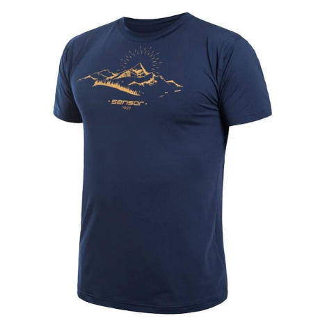 Sensor Coolmax tech Mountains, pánské tričko krátký rukáv Deep blue