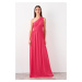 Trendyol Fuchsia Lace Drop Collar Detailed Evening Dress