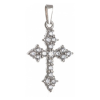 Stříbrný přívěšek kříž s čirými zirkony STRZ0446F