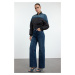 Trendyol Dark Blue High Waist Wide Leg Jeans