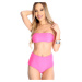 Pink Bandeau High Waist Bikini Two Piece Swimsuit