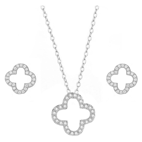 GRACE Silver Jewellery Souprava šperků se zirkony Čtyřlístek, stříbro 925/1000 SET2072-N000034B-
