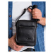 Black small men's leather messenger bag