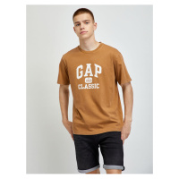 Hnědé pánské tričko logo GAP 1969 Classic organic