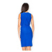 Modré šaty s překládaným hlubokým výstřihem Modrá