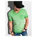 Světle zelené pánské žíhané basic tričko Ombre Clothing