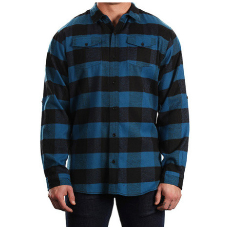 Burnside Pánská flanelová košile BU8210 Blue - Black -Checked