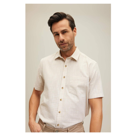 DEFACTO Elder Regular Fit Shirt Collar Textured Short Sleeve Shirt