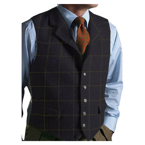 Vlněná pánská vesta k obleku Tweed SOLO FASHION