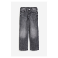 H & M - Baggy Wide Low Jeans - šedá