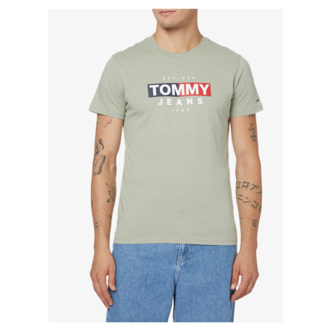 Tommy Jeans pánské zelené tričko ENTRY FLAG Tommy Hilfiger