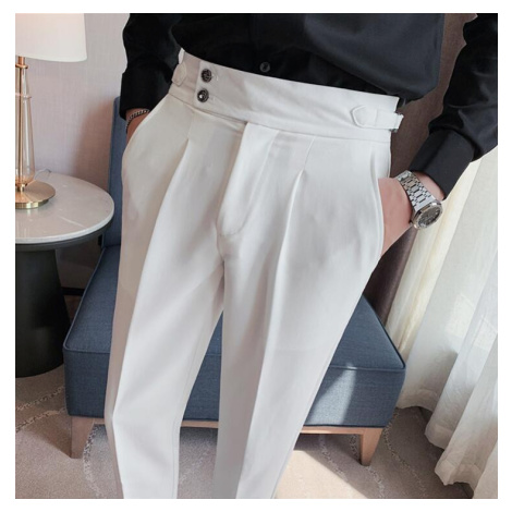 Formální pánské kalhoty s bočními knoflíky a pásky JFC FASHION