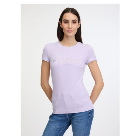 Světle fialové dámské tričko Guess Sangallo