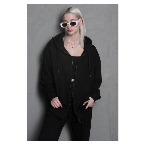 Madmext Black Hooded Basic Sweatshirt