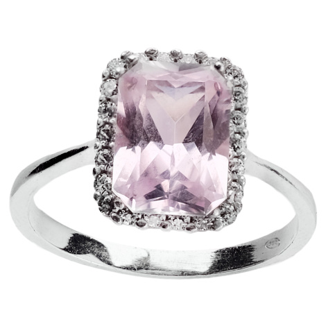 Stříbrný prsten s Ametystem rose de france a Zirkony Planet Shop