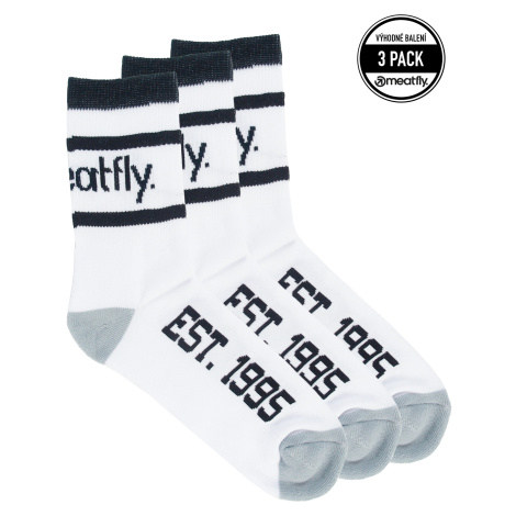 Ponožky Meatfly Long Triple Pack, bílá