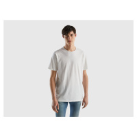 Benetton, White T-shirt In Slub Cotton