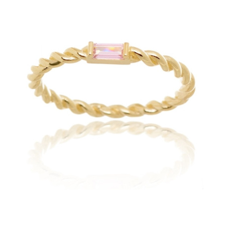 Dámský prsten ze žlutého zlata s růžovým zirkonem PR0668F + DÁREK ZDARMA Ego Fashion