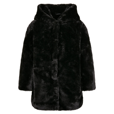 Dívčí Teddy Coat s kapucí černý Urban Classics