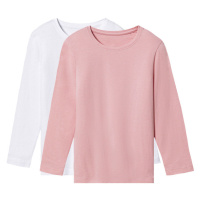 lupilu® Dívčí triko s dlouhými rukávy, 2 kusy (bílá / světle růžová)