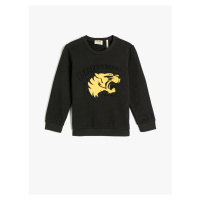 Koton Sweatshirt Tiger Printed Embossed Detailed Raised Crew Neck