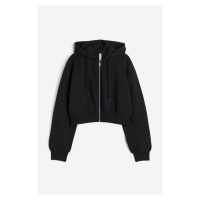 H & M - Cropped bunda na zip's kapucí - černá