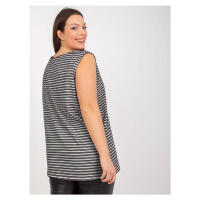 Tmavě modro-bílý bavlněný pruhovaný plus size top (7952)