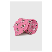 Lněná kravata Polo Ralph Lauren růžová barva