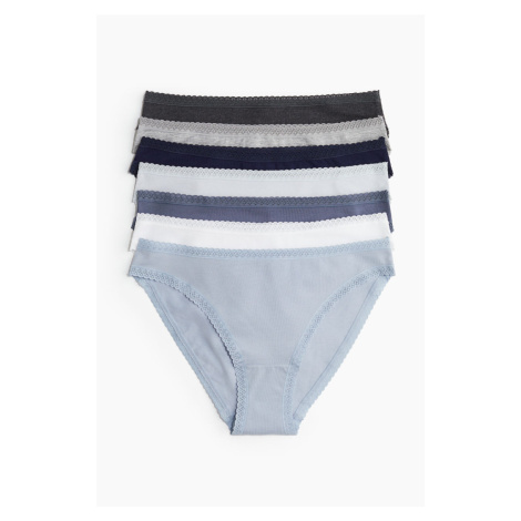 H & M - Kalhotky bikini z bavlněného žerzeje: balení po 7 - modrá H&M