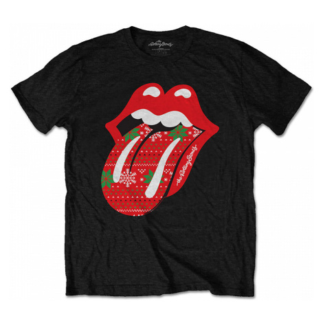 Rolling Stones tričko, Christmas Tongue Black, pánské RockOff