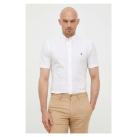 Košile Polo Ralph Lauren pánská, bílá barva, slim, s límečkem button-down