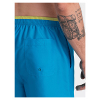 Ombre Men's swim shorts with two-tone welt - blue