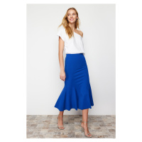 Trendyol Saks Midi Pleated Stretchy Knitted Skirt