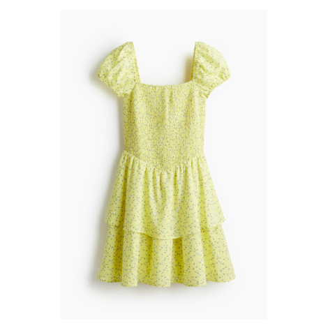 H & M - Šaty's žabkováním a volánovou sukní - žlutá H&M