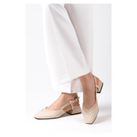 Mio Gusto Aurelia Beige Color Open Back Low Heeled Women's Shoes