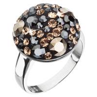 Evolution Group Stříbrný prsten s krystaly Swarovski černo zlatý 35034.4 colorado